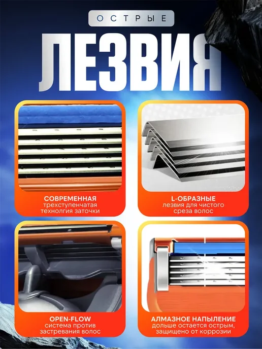 Кассеты для бритья, лезвия для бритв 4 шт, 4 шт, фото 2