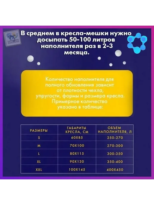 Наполнитель для кресла-мешка, пенополистирол, 250 л, 250 л, фото 4
