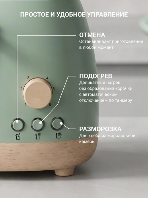 Тостер TT220 MINT GREEN, зеленый, фото 4
