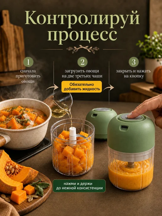 Блендер для детского питания и кухни, пюре и соусов, мини, вариант, фото 3