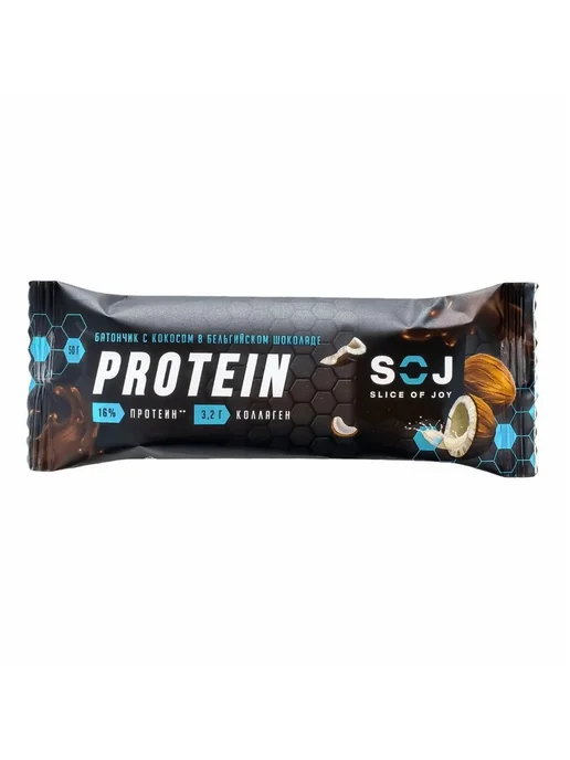 Батончик SOJ Slice of joy Protein протеиновый с кокосом 50, вариант