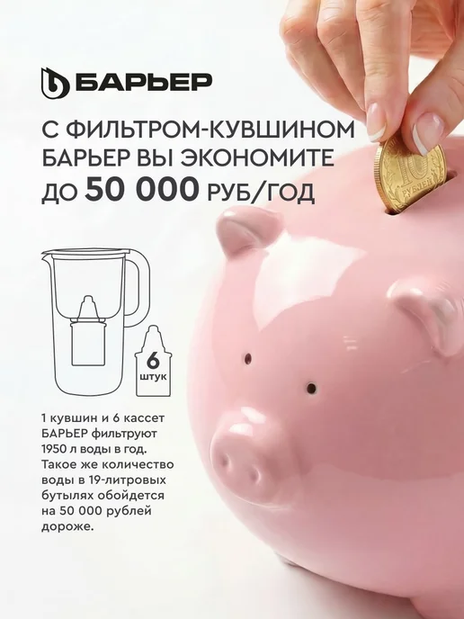 Фильтр для воды кувшин БАРЬЕР Аляска XS, компактная модель, белый, фото 7