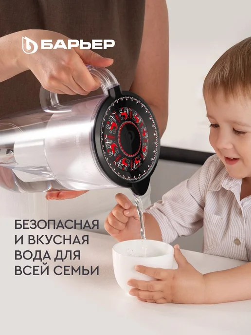 Фильтр для воды кувшин с росписью на крышке КОЛЛЕКЦИЯ, черный, фото 5