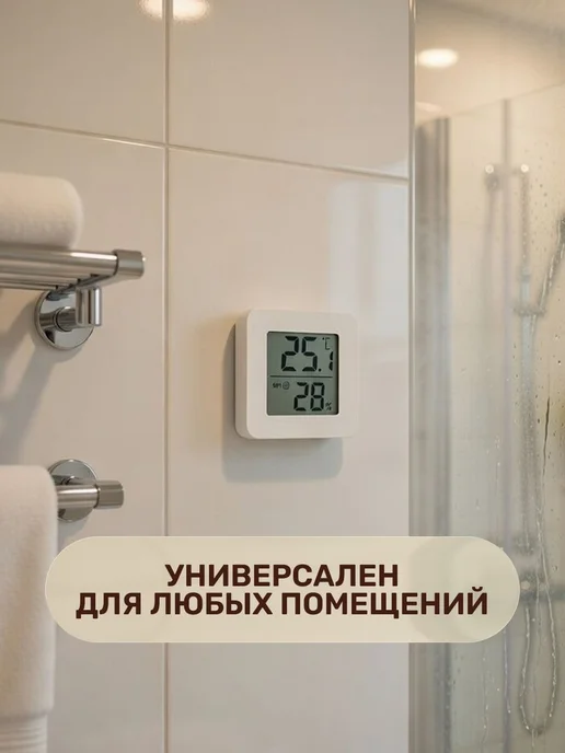Термометр комнатный электронный с гигрометром для дома, белый, фото 7