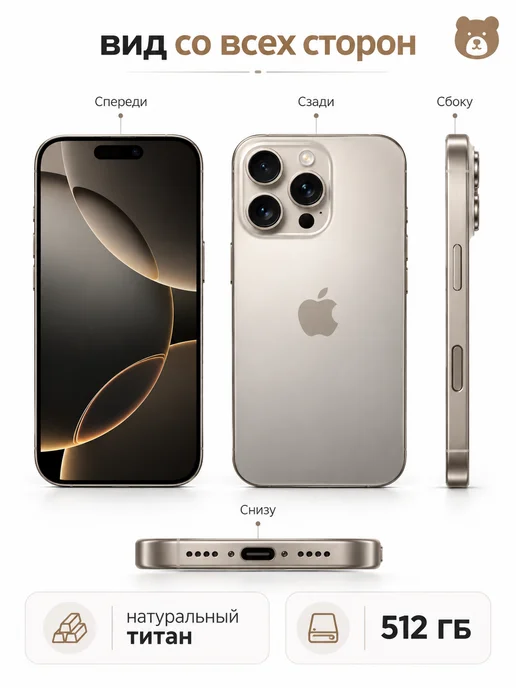 Смартфон Apple iPhone 16 Pro 512 ГБ, титан, фото 5