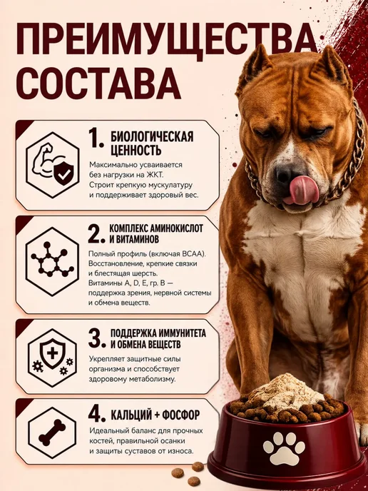 Протеин для собак и щенков, набор мышечной массы, (400г), 400 г, фото 2