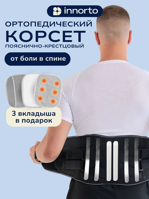 INNORTO Корсет для спины ортопедический, черный