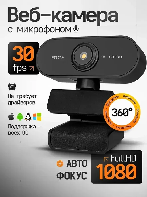 Веб камера со встроенным микрофоном для компьютера FullHd, вариант