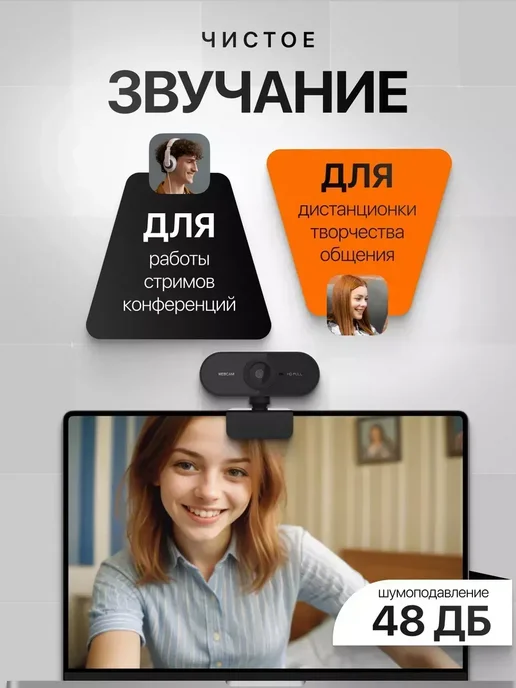 Веб камера со встроенным микрофоном для компьютера FullHd, вариант, фото 4