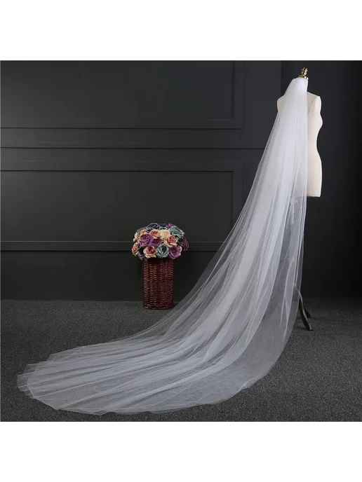 FEIYANSHA Свадебная фата белая 3 метра White 3M, 3 м, фото 6