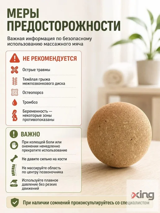 Мяч массажер для мфр массажа пробковый 10 см, вариант, фото 3