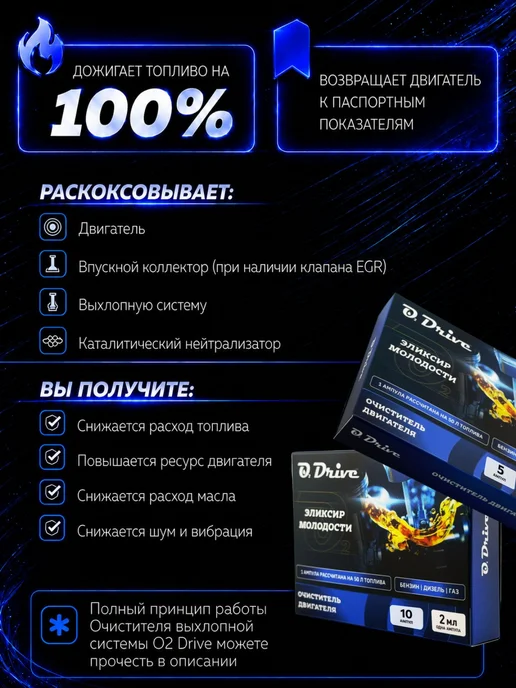 Очиститель выхлопной системы, катализатор горения O2 Drive, вариант, фото 4