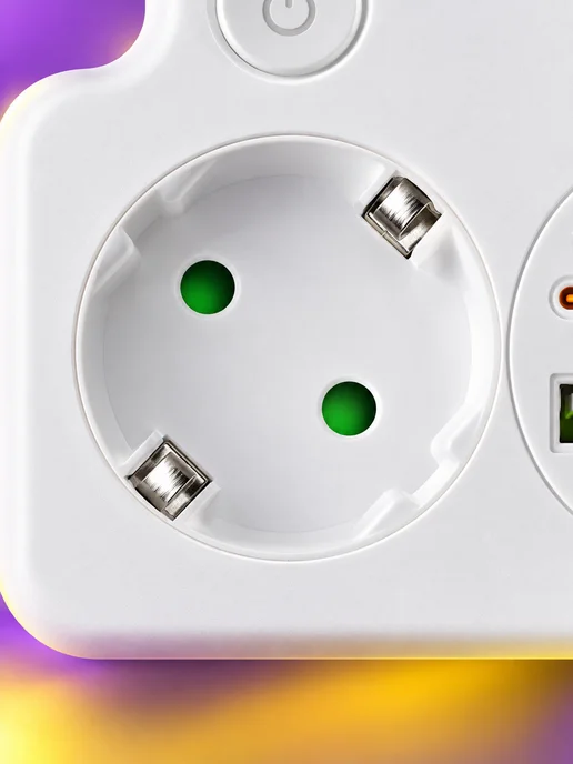 Розеточный блок на 2 розетки с USB Type-C и выключателями, белый, фото 7