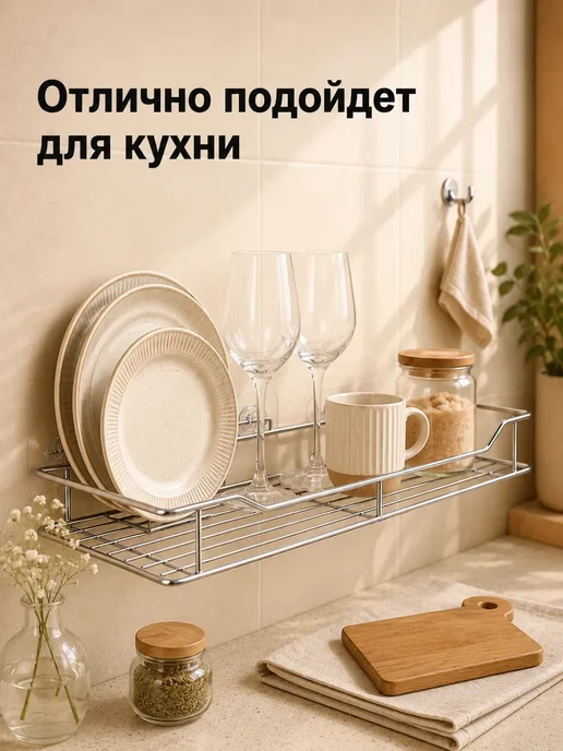 Полка для ванной настенная без сверления, серый, фото 8
