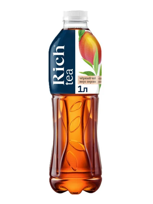 Холодный чёрный чай Rich освежающий напиток со вкусом персика 1,5 л, 6 шт., 1 л, 12 шт, фото 2