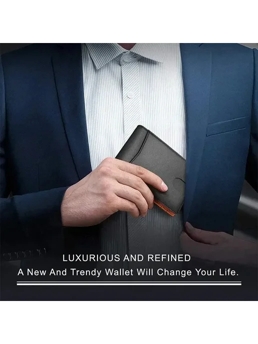 Нет бренда Минималистичный Мужской Кошелек С Защитой От RFID, Ультратон, черный, фото 6