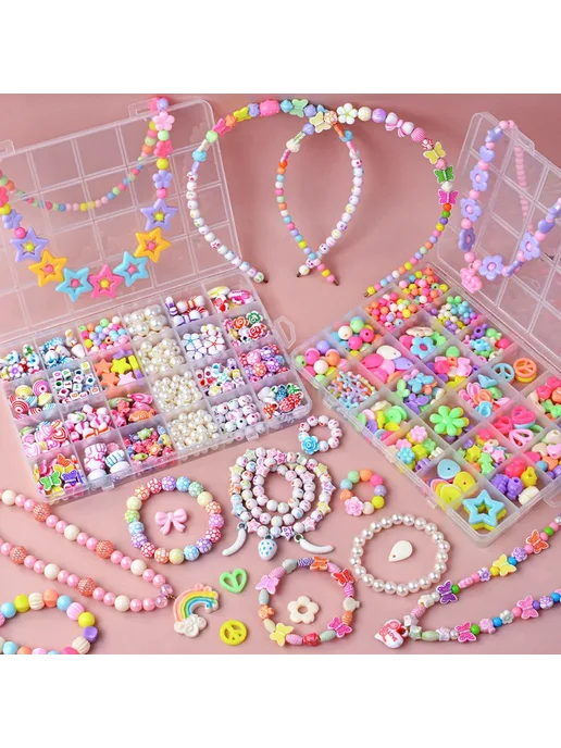 Нет бренда Набор для создания украшений из бусин Macaron-550PCS, 550 шт, фото 2