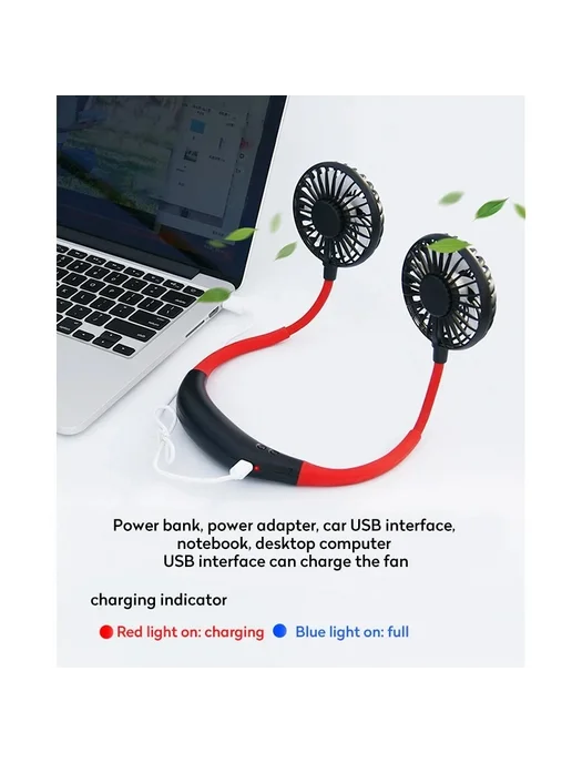WE BOZANLO USB-вентилятор для шеи black with light, черный, фото 7
