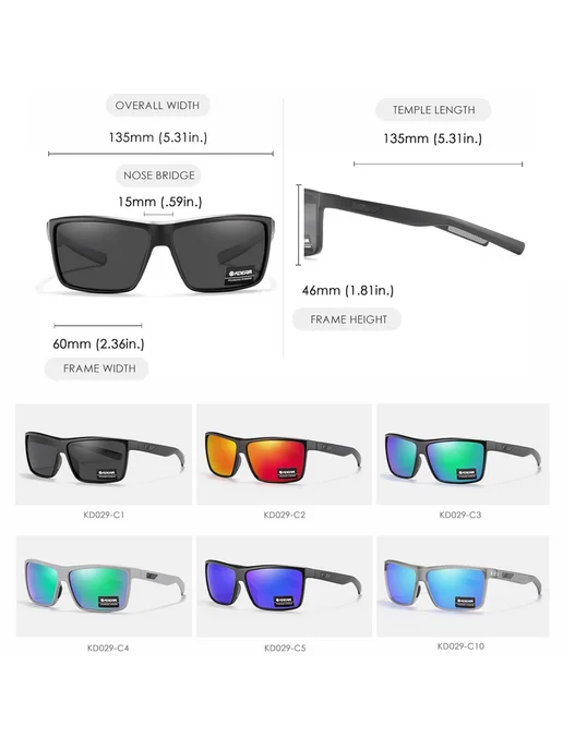 KDEAM Солнцезащитные очки C5 Mirrored Blue, синий, фото 6