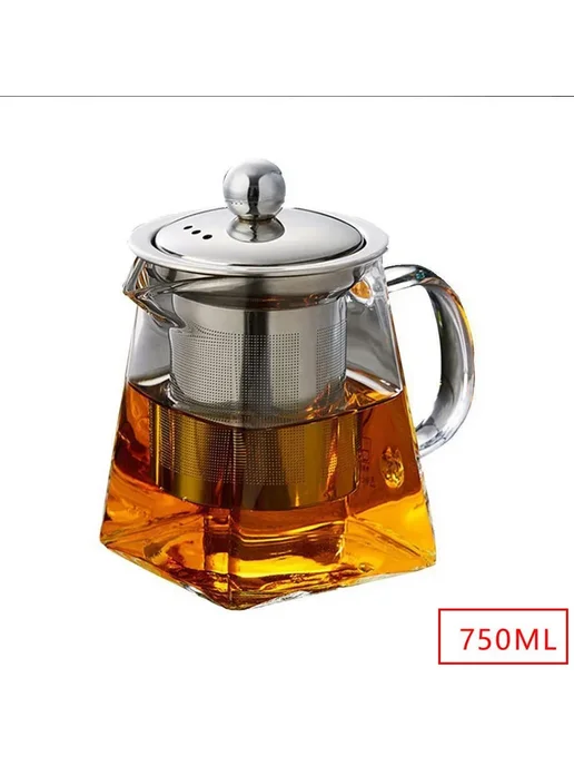 Термостойкий стеклянный чайник с заварником 300-400 мл 750ML, 400 мл, 750 мл