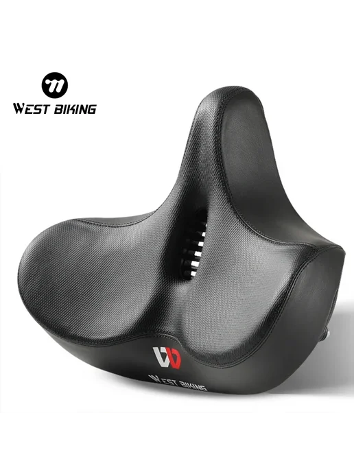 West Biking Велосипедное седло MAX Black, черное, коричневый, фото 2