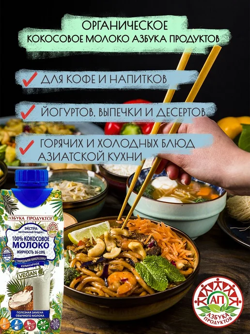 Кокосовое молоко без сахара, без лактозы, без глютена АЗБУКА, вариант, фото 3