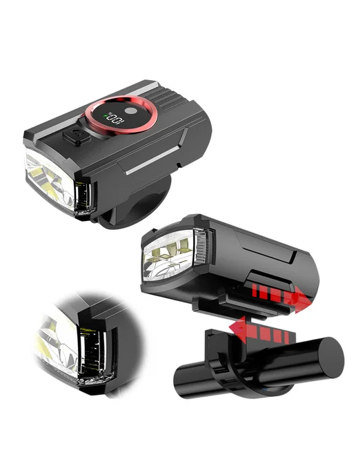 Велофонарик с LCD, USB-C, 4 реж, авто-датчик, водостойк, вариант, фото 5