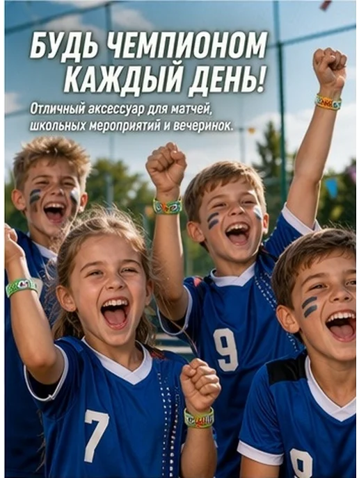 Праздничный набор из 12 футбольных пластмассовых браслетов, вариант, фото 2