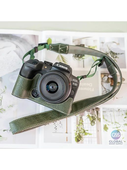 Нет бренда Чехол для фотоаппарата Canon EOS, зеленый, для Canon EOS R10, коричневый, фото 2