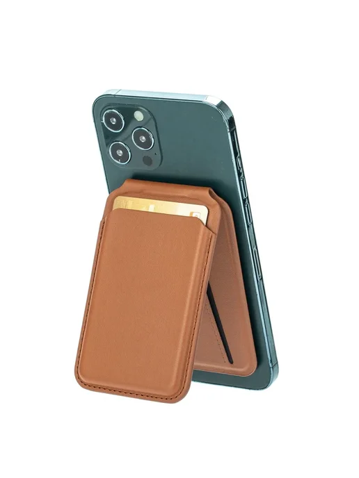 NMEGOU Черный кожаный картхолдер-держатель MagSafe для iPhone, черный, фото 5