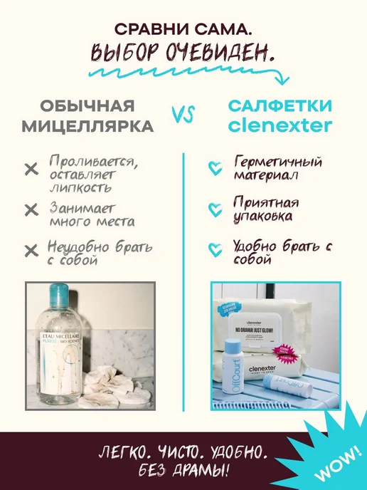 Мицеллярные салфетки для снятия макияжа 50 шт, 50 шт, фото 3