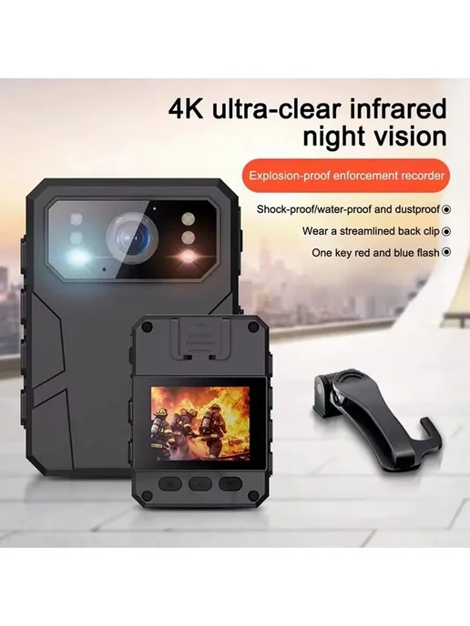 Мини-камера полицейская 4K HD, 120°, 4800 мАч, 4800 мАч, фото 6