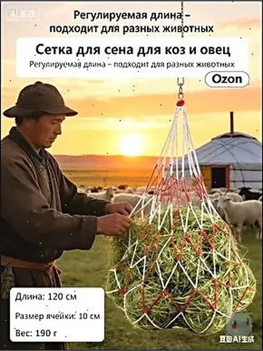 Рептух для сена 120 см, для лошадей, коз, овец, вариант, фото 2