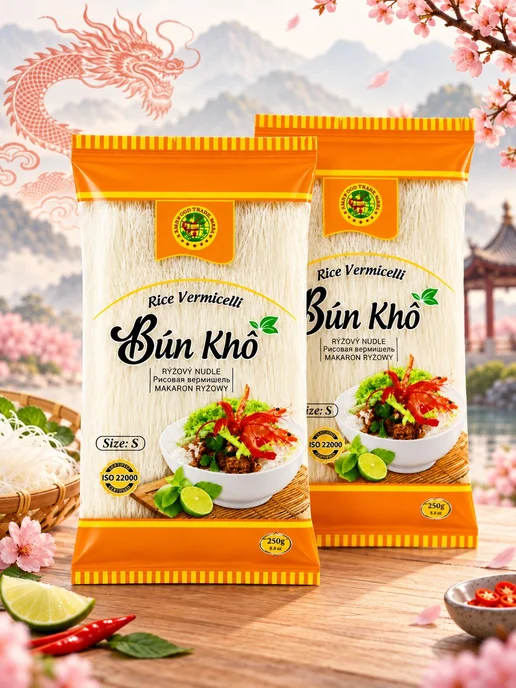 Вермишель рисовая Bun Kho 2 шт. по 500 г, Вьетнам, 2 шт, 500 г