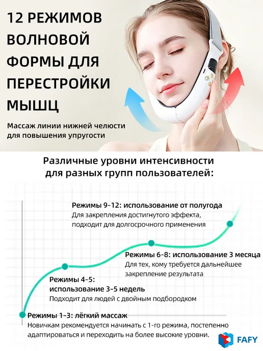 Массажер для лица косметический, микротоковый лифтинг бандаж, вариант, фото 7