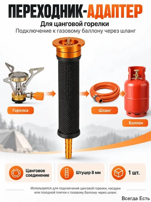 Переходник для цанговой газовой горелки к газовому балл, вариант, фото 2