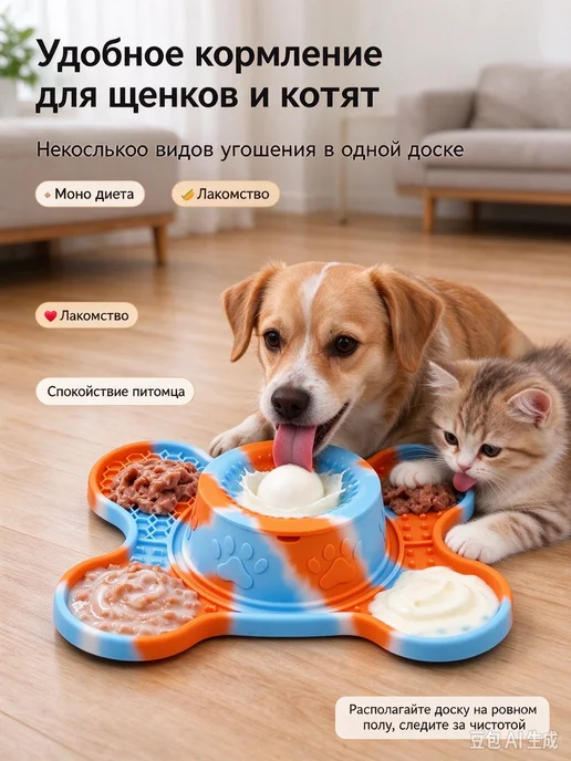 Кормушка для щенят многосекционная для молока и корма, синий, фото 2