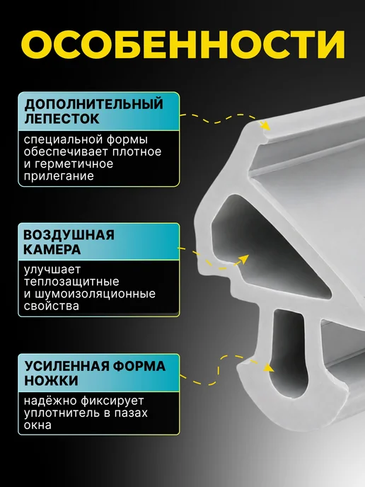 Уплотнительная резинка для пластиковых окон, уплотнитель 20, серый, фото 3
