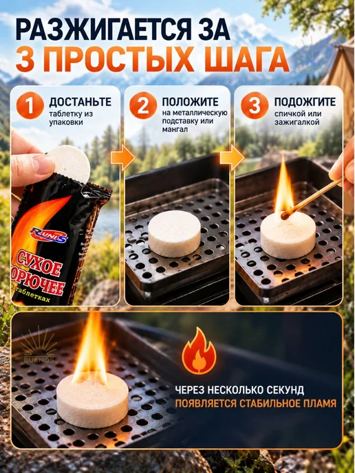 Сухое горючее в таблетках, 10 штук, вариант, фото 5