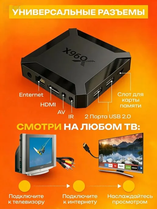 Черная ТВприставка Android 4K WiFi, черный, фото 2