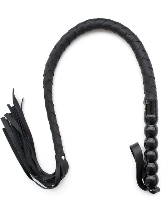 Sm Sex Toys Black Whip with Tassels Gourd Handle 6 Beads Fli, черный, фото 3