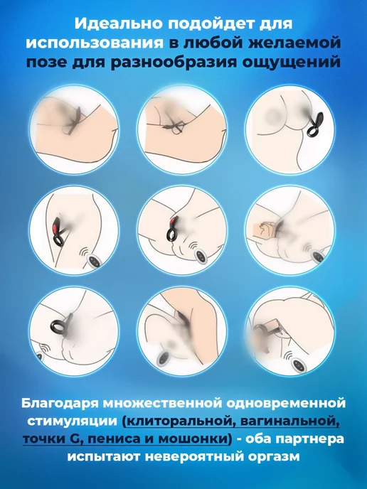 Вибратор стимулятор на пульте женский Виброкольцо для секса, черный, фото 7