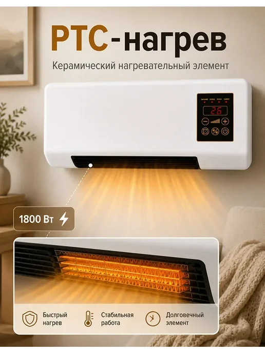 Тепловентилятор 1800 Вт настенный и настольный, 1800 Вт, фото 5
