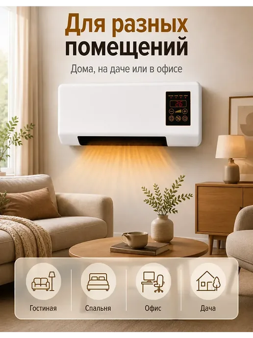Тепловентилятор 1800 Вт настенный и настольный, 1800 Вт, фото 9