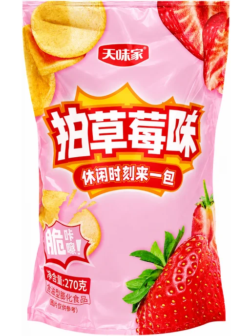 Yamchip Чипсы из батата со вкусом кальмара ТМ "Тяньвейцзя", клубники, фото 2