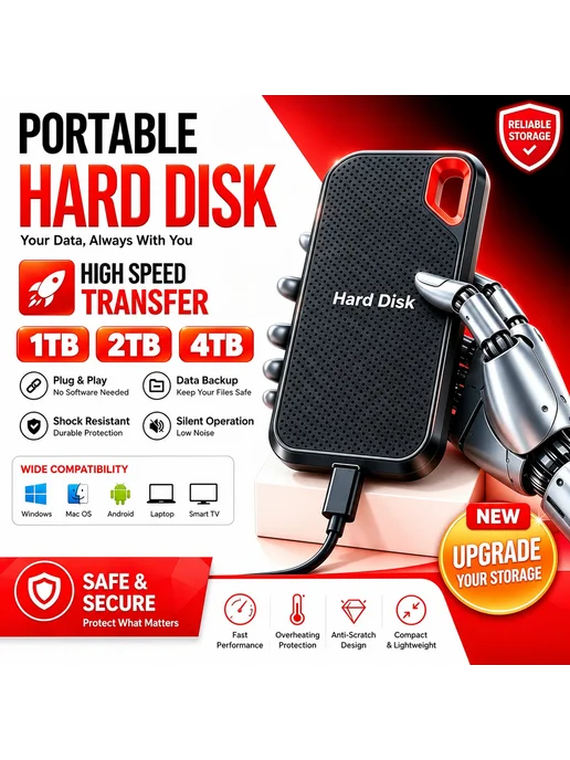 Внешний SSD-накопитель от 1 ТБ до 128 ТБ, 1 ТБ, 128 ТБ, фото 2