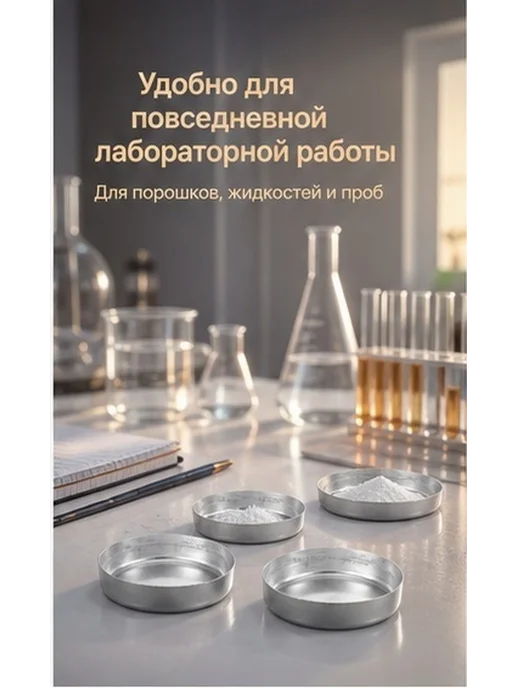 Весовые чаши лабораторные алюминиевые 10 штук 70 мл, 70 мл, фото 2