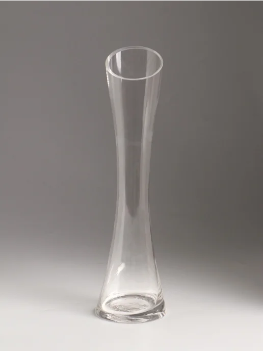 Нет бренда Прозрачная стеклянная ваза для цветов, 24.5x6.5 см, фото 3