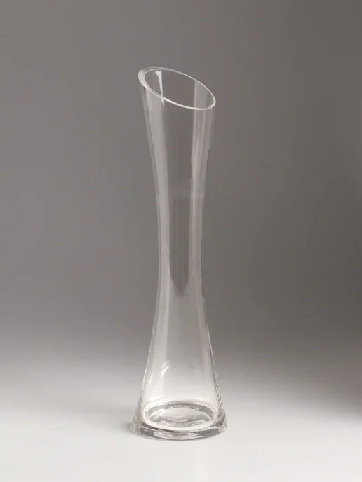 Нет бренда Прозрачная стеклянная ваза для цветов, 24.5x6.5 см, фото 4