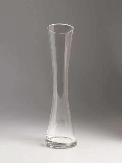 Нет бренда Прозрачная стеклянная ваза для цветов, 24.5x6.5 см, фото 5